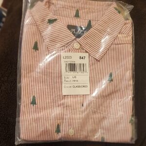 Nwt Sz 10/12 Tcp Red Striped Shirt with Green Christmas Tree Design